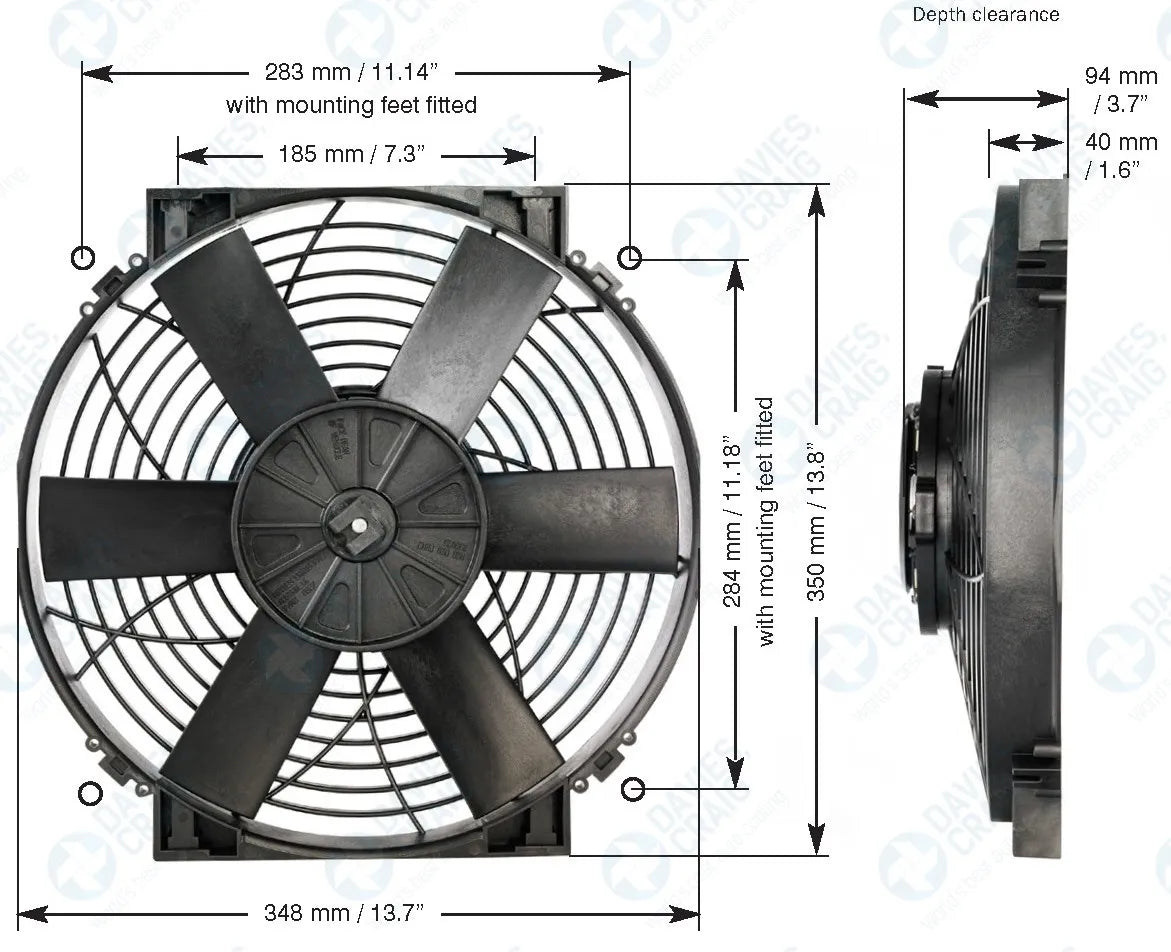 Davies Craig 14" High Power Thermatic® Electric Fan (12V)