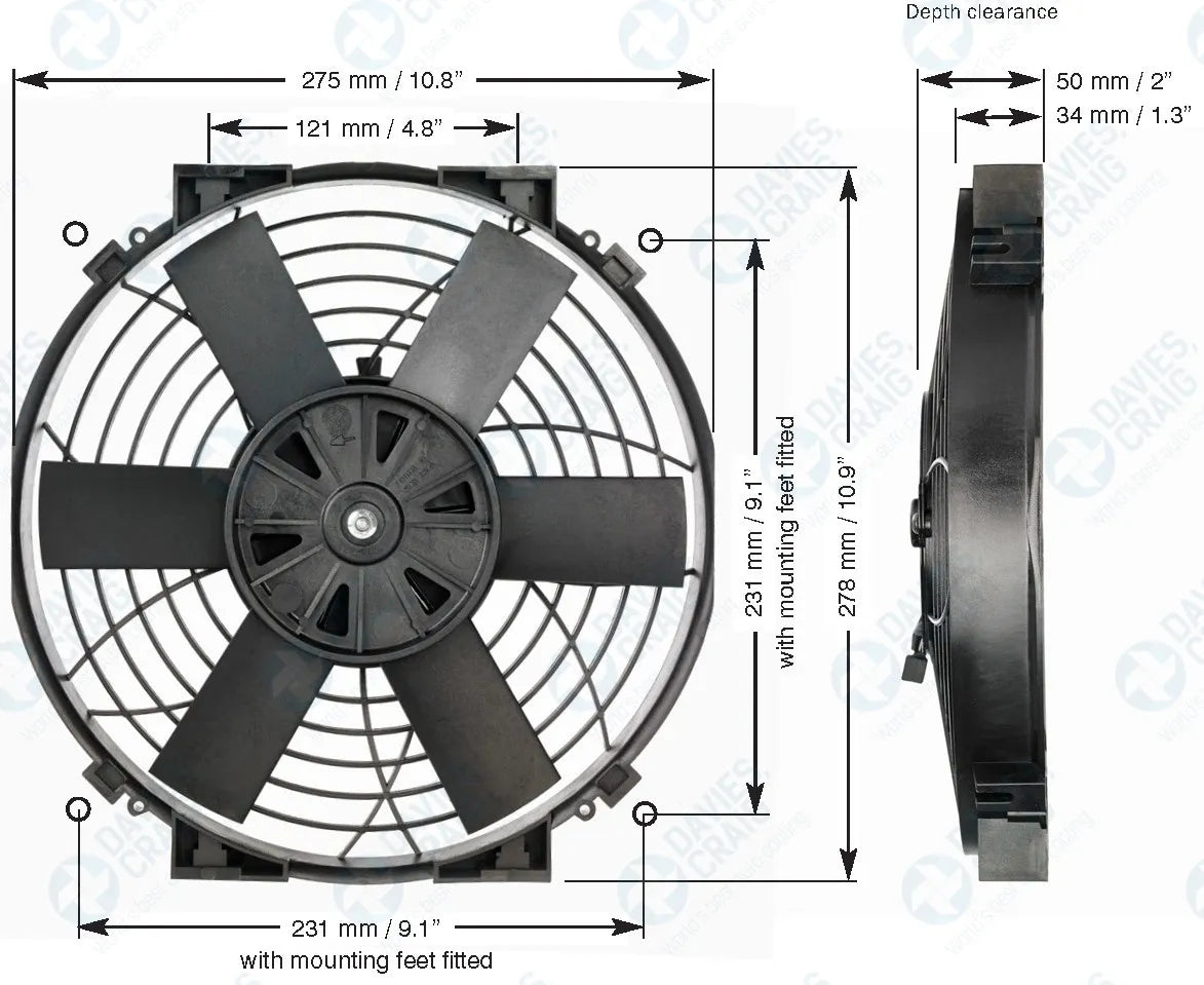 Davies Craig 10" Thermatic® Electric Fan - Slimline (12V)