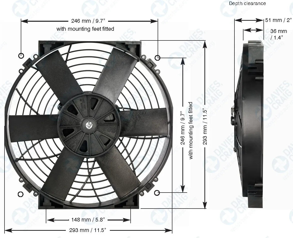 Davies Craig 12" Thermatic® Electric Fan (12V)