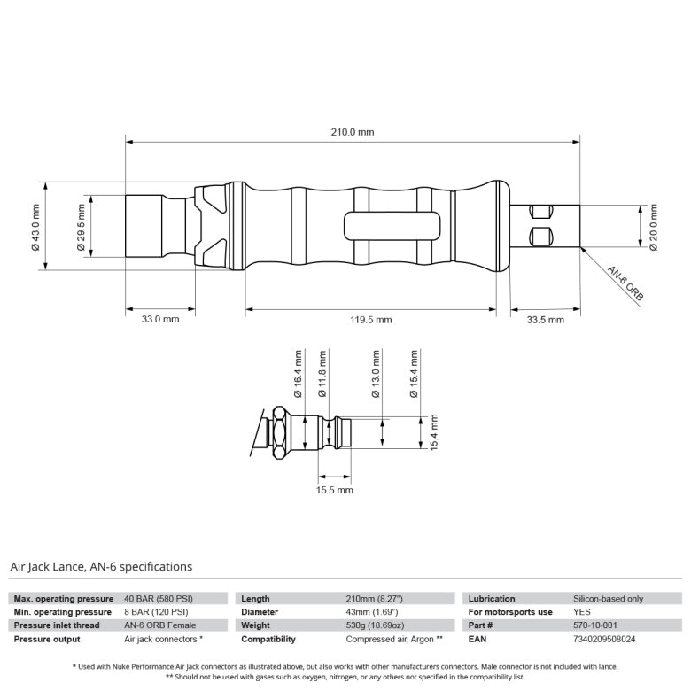 NUKE - SPINDLE COUPLING - SPEAR FOR AIR JACK - AN6
