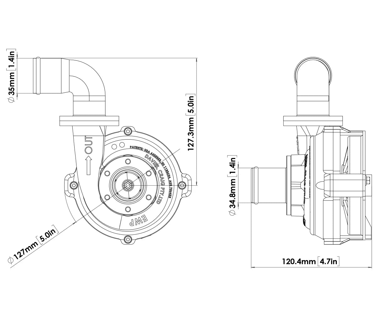 Davies Craig EWP80 Alloy Flange Combo - Remote Electric Water Pump & Controller (12V)