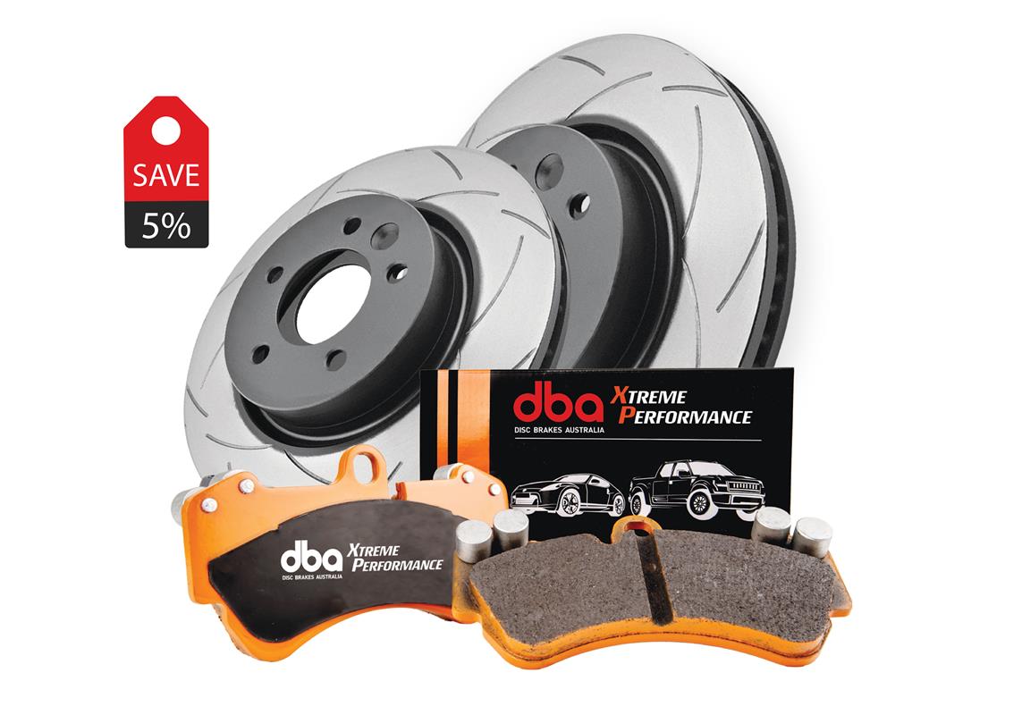 DBA Brake Kit - 4000 Series T3 Slotted & Xtreme Performance Brake Pads (2x DBA4545S + DB1386XP)