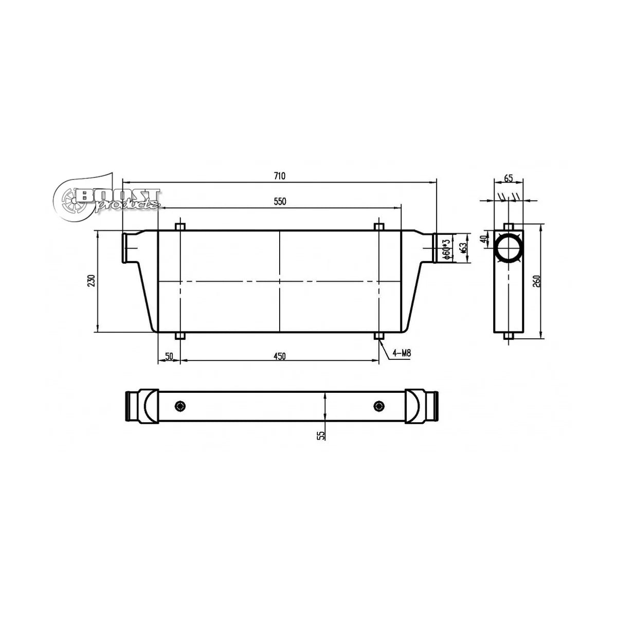 COMPETITION INTERCOOLER - TUBE & FIN - 550x230x65mm (60mm)