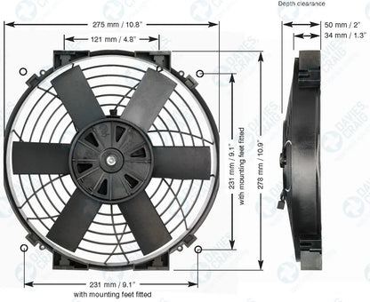 Davies Craig 10" Thermatic® Electric Fan - Slimline (12V)