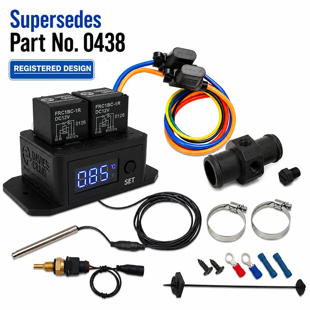 Davies Craig Digital Thermatic® Twin Fan Switch with 1/4"" NPT Thermal Sensor Kit with 38mm Inline Adaptor