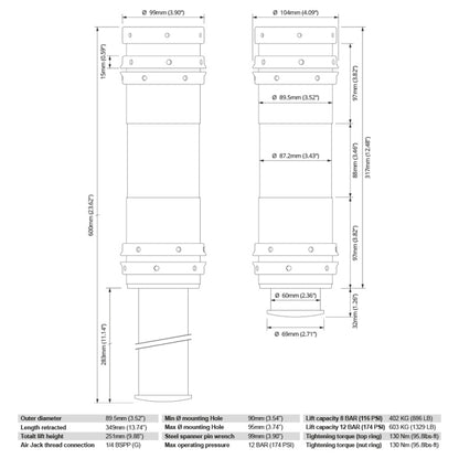 NUKE - Air Jack 90 Competition Set pneumatskih dizalica - 4 komada, 8 BAR