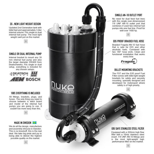 NUKE - 2G Surge Tank 3.0 liters - Kit With Filter - For internal fuel pumps