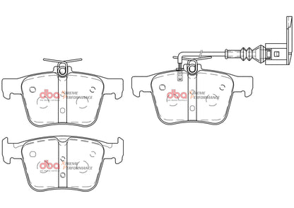 DBA Brake Kit - 4000 Series T3 Slotted & Xtreme Performance Brake Pads (2x DBA42809S + DB15006XP) — BP OPREMA I SERVIS d.o.o.