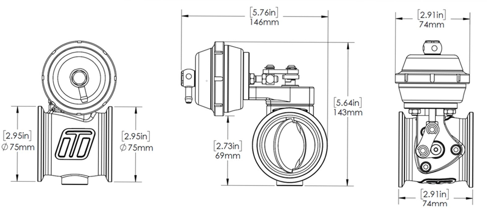 Turbosmart Pneumatic StraightGate50 (Vacuum-Based) 6 InHg External Wastegate (Black) — BP OPREMA I SERVIS d.o.o.