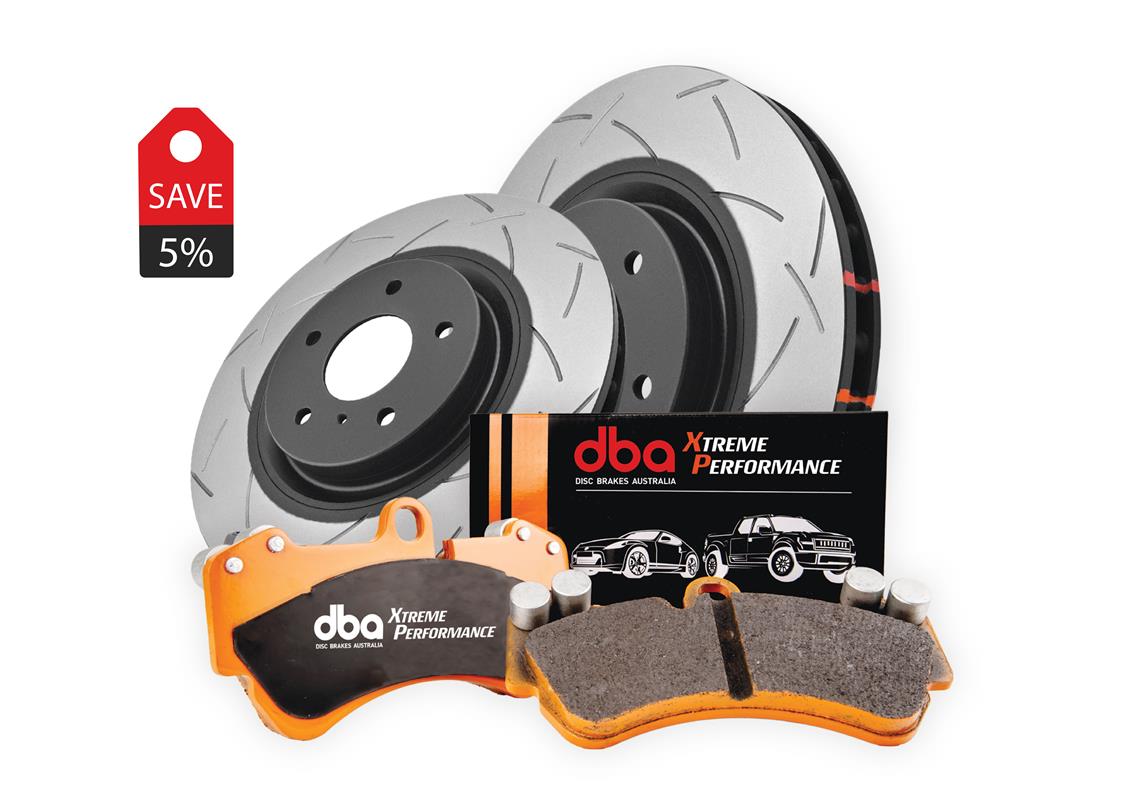 DBA Brake Kit - 4000 Series T3 Slotted & Xtreme Performance Brake Pads (2x DBA42814S + DB15009XP) — BP OPREMA I SERVIS d.o.o.