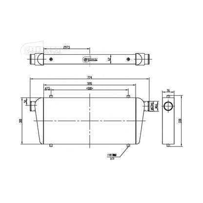 COMPETITION INTERCOOLER - TUBE & FIN - 600x300x76mm (63mm)